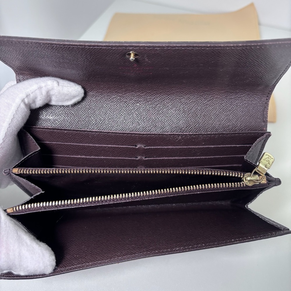 Louis Vuitton Damier Ebene Brown Canvas Sarah Flap Wallet Authentic Luxury - Picture 10 of 16